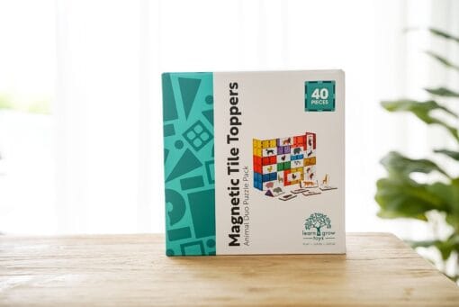 Learn & Grow Toys - Magnetic Tile Topper - Duo Animal Puzzle Pack (40 Piece)