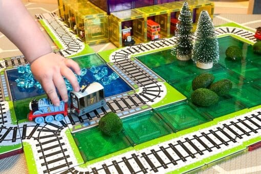 Learn & Grow Toys - Magnetic Tile Topper - Train Track Pack (36 Piece)