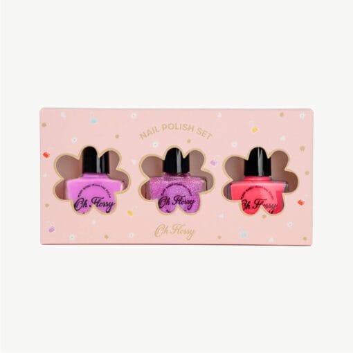 Oh Flossy Pink Pamper Nail Polish Set - Trio of Vivacious Pink Shades for Creative Little Manicurists